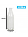 Tradineur - Pack de 4 botellas de cristal para leche, bote para bebidas con tapa de rosca, batidos, zumos, licuados de verduras,