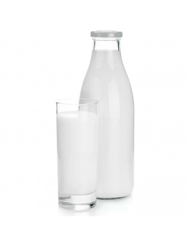 Tradineur - Pack de 4 botellas de cristal para leche, bote para bebidas con tapa de rosca, batidos, zumos, licuados de verduras,