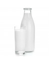 Tradineur - Pack de 4 botellas de cristal para leche, bote para bebidas con tapa de rosca, batidos, zumos, licuados de verduras,