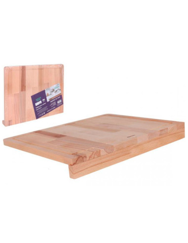 Tradineur - Tabla de cortar de madera, colocación en borde de encimera, duradera y resistente, material natural, ecológico, fáci