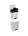 Tradineur - Cubo de basura con pedal y 2 compartimentos, plástico, contenedor basura, papelera con 2 cubos interiores, fabricado