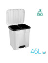Tradineur - Cubo de basura con pedal y 2 compartimentos, plástico, contenedor basura, papelera con 2 cubos interiores, fabricado