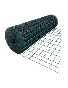 Tradineur - Rollo de malla metálica plastificada, huecos cuadrados de 12 x 12 mm, valla, cierre de alambre, cercar jardín, galli