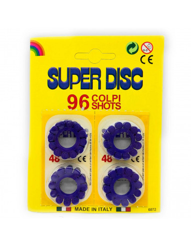 Tradineur - Pack de 96 fulminantes para pistola o revólver de juguete, recargas de munición sonora, 8 discos de 12 fulminantes,