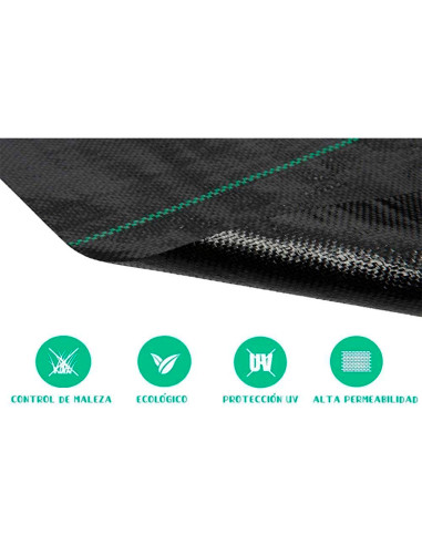 Tradineur - Malla antihierbas, tela protectora contra malas hierbas en rollo, polipropileno, permeable, resistente al desgaste y