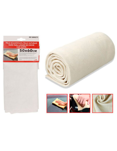 Tradineur - Pack de 2 bayetas de cuero natural de ante para coche, superficie extra suave, limpieza interior, lavado exterior de