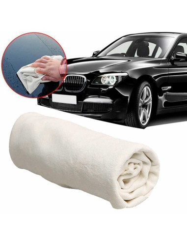 Tradineur - Pack de 2 bayetas de cuero natural de ante para coche, superficie extra suave, limpieza interior, lavado exterior de