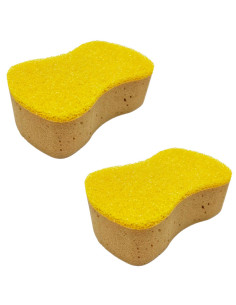Tradineur - Pack de 2 esponjas ovaladas para coche, lavado y cuidado de carrocería, cristales, llantas, espuma de alta densidad,