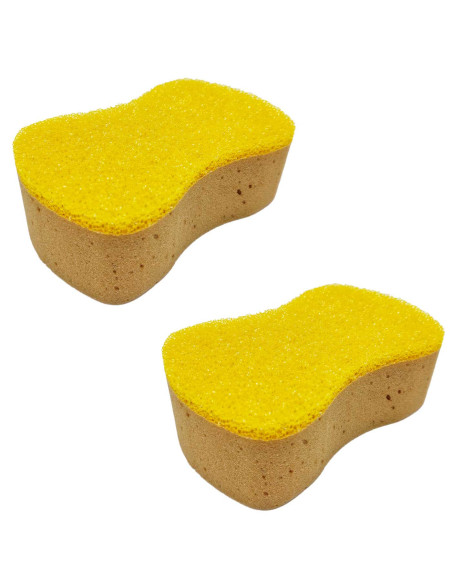 Tradineur - Pack de 2 esponjas ovaladas para coche, lavado y cuidado de carrocería, cristales, llantas, espuma de alta densidad,