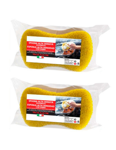 Tradineur - Pack de 2 esponjas ovaladas para coche, lavado y cuidado de carrocería, cristales, llantas, espuma de alta densidad,
