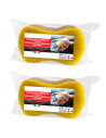 Tradineur - Pack de 2 esponjas ovaladas para coche, lavado y cuidado de carrocería, cristales, llantas, espuma de alta densidad,