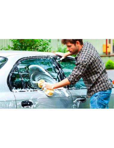 Tradineur - Pack de 2 esponjas ovaladas para coche, lavado y cuidado de carrocería, cristales, llantas, espuma de alta densidad,
