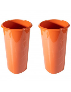 Tradineur - Pack de 2 floreros tubulares de plástico, jarrón alto, diseño moderno, dormitorio, salón, decoración de mesa, fabric