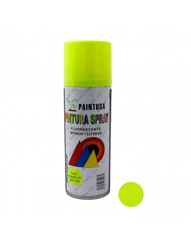 Montoro - Bote de pintura en spray amarillo fluorescente F201 200 ml, válido para multitud de superficies de interior y exterior