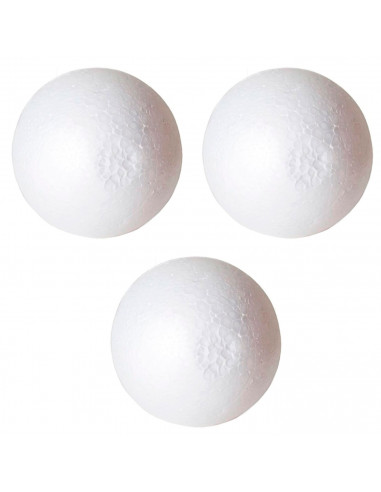 Tradineur - Pack de 3 bolas de poliestireno expandido, porexpan, poliespan, técnica de lentejuelas, fieltro, manualidades, decor