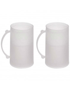 Tradineur - Pack de 2 Jarras de Cerveza Enfriadoras - Fabricado en Plástico - Contiene agua 100% destilada - Apto para uso Alime