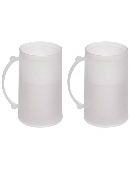 Tradineur - Pack de 2 Jarras de Cerveza Enfriadoras - Fabricado en Plástico - Contiene agua 100% destilada - Apto para uso Alime