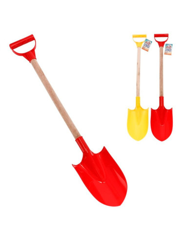 Tradineur - Pala de playa gigante de plástico con mango de madera, juguete infantil para jugar en la arena, parque, jardín, rega
