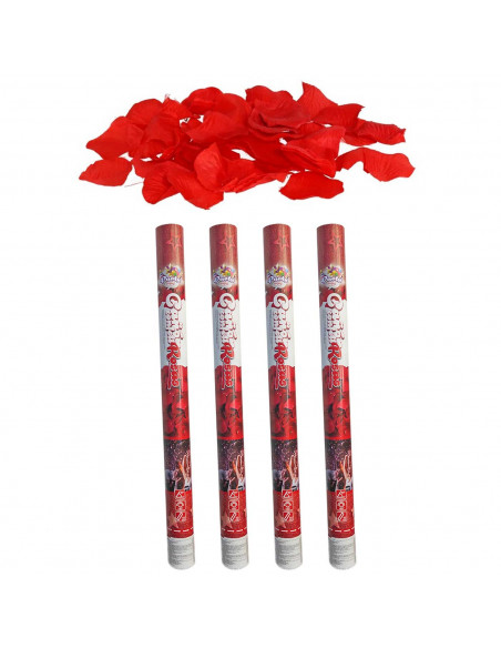 Tradineur - Pack de 4 cañones de confeti de aire comprimido, popper, cracker de confetti, cumpleaños, bodas, fiestas, celebracio