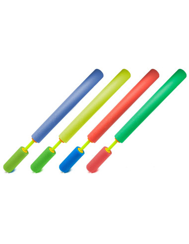 Tradineur - Pack de 4 Pistolas de agua - Fabricado en FOAM y Plástico - Para mayores de 3 años - Color Aleatorio - Ø 5 x 55 cm.