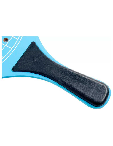 Tradineur - Palas de playa "Sport" con pelota - Fabricado en Madera - Diseño agujereado - Ideal para jugar en la playa, piscina,