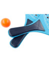Tradineur - Palas de playa "Sport" con pelota - Fabricado en Madera - Diseño agujereado - Ideal para jugar en la playa, piscina,