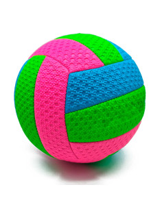 Tradineur - Balón de Voleibol Tricolor - Fabricado en PVC - Ideal para jugar en la playa, piscina o patio - Ø 22 cm - Color Alea