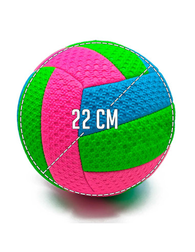 Tradineur - Balón de Voleibol Tricolor - Fabricado en PVC - Ideal para jugar en la playa, piscina o patio - Ø 22 cm - Color Alea