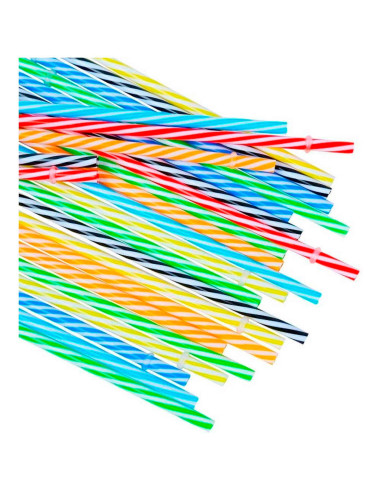 Tradineur - Pack de 96 Pajitas multicolor Reutilizables - Fabricadas en Plástico - Ideal para Bebidas al Aire Libre - Apto para