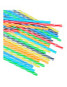 Tradineur - Pack de 96 Pajitas multicolor Reutilizables - Fabricadas en Plástico - Ideal para Bebidas al Aire Libre - Apto para
