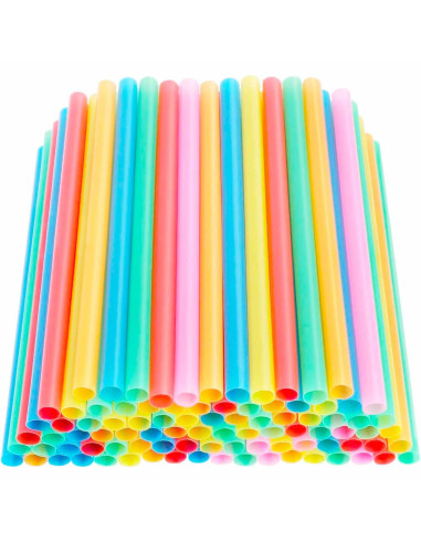Tradineur - Pack de 96 Pajitas multicolor Biodegradable - Fabricadas en PLA - Ideal para Bebidas al Aire Libre - Apto para uso A