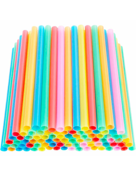 Tradineur - Pack de 96 Pajitas multicolor Biodegradable - Fabricadas en PLA - Ideal para Bebidas al Aire Libre - Apto para uso A
