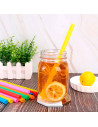 Tradineur - Pack de 96 Pajitas multicolor Biodegradable - Fabricadas en PLA - Ideal para Bebidas al Aire Libre - Apto para uso A