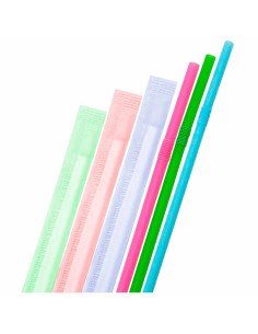 Tradineur - Pack de 200 pajitas enfundadas multicolor - Biodegradables y reutilizables - Fabricadas en PLA - Ideal para Bebidas