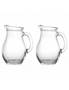 Tradineur - Pack de 2 Jarras de Agua - Fabricado en Cristal - Ideal para hostelería, servicio u hogar - Capacidad: 500 ml - 15 x