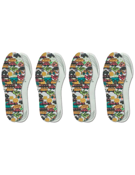 Tradineur - Pack de 4 Pares de plantillas para zapato Infantil - Fabricado en Espuma con Tratamiento antibacterias - Talla 26-36