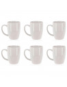 Tradineur - Pack de 6 tazas de cerámica, tazón desayuno, café, infusiones, diseño clásico, resistente y duradera, aptas para lav