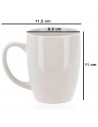 Tradineur - Pack de 6 tazas de cerámica, tazón desayuno, café, infusiones, diseño clásico, resistente y duradera, aptas para lav