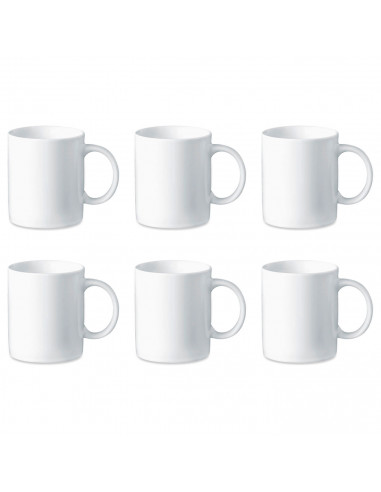 Tradineur - Pack de 6 tazas de cerámica, tazón desayuno, café, infusiones, diseño clásico, aptas para lavavajillas y microondas