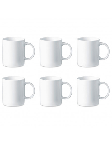 Tradineur - Pack de 6 tazas de cerámica, tazón desayuno, café, infusiones, diseño clásico, aptas para lavavajillas y microondas