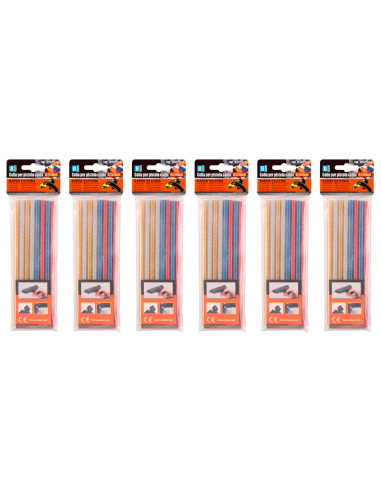 Tradineur - Pack de 48 barras de silicona termofusibles con purpurina, cola, pegamento para pistolas de encolar en caliente, bri