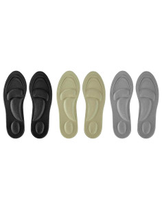 Tradineur - Pack de 3 Pares de plantillas blandas para zapatos - Fabricado en Espuma - Recortable - Ideal para aliviar el estrés
