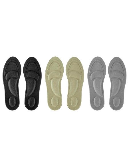 Tradineur - Pack de 3 Pares de plantillas blandas para zapatos - Fabricado en Espuma - Recortable - Ideal para aliviar el estrés