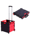 Tradineur - Carro con caja plegable y ruedas, mango telescópico, plástico y aluminio, carrito de la compra, transporte, maletero
