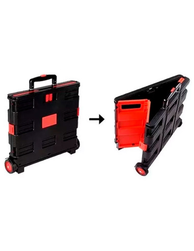 Tradineur - Carro con caja plegable y ruedas, mango telescópico, plástico y aluminio, carrito de la compra, transporte, maletero