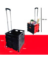 Tradineur - Carro con caja plegable y ruedas, mango telescópico, plástico y aluminio, carrito de la compra, transporte, maletero