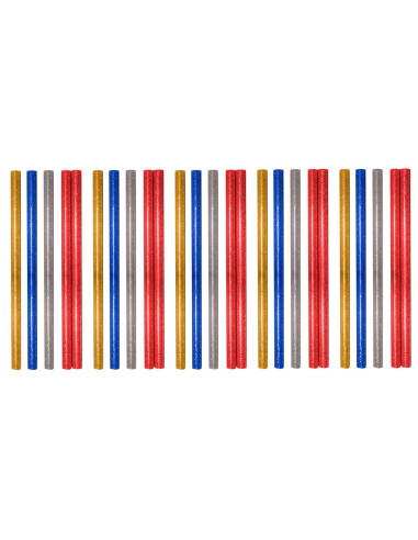 Tradineur - Pack de 25 barras de silicona, efecto purpurina, pegamento en caliente, modelo universal para pistola termofusible,