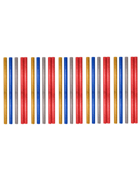 Tradineur - Pack de 25 barras de silicona, efecto purpurina, pegamento en caliente, modelo universal para pistola termofusible,