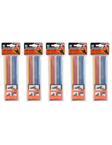 Tradineur - Pack de 25 barras de silicona, efecto purpurina, pegamento en caliente, modelo universal para pistola termofusible,