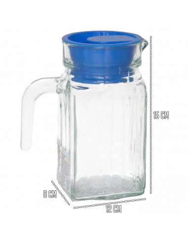 Tradineur - Jarra de cristal modelo "Frigo" - Capacidad de 500 ml - Recipiente para almacenar y servir toda clase de bebidas - 1